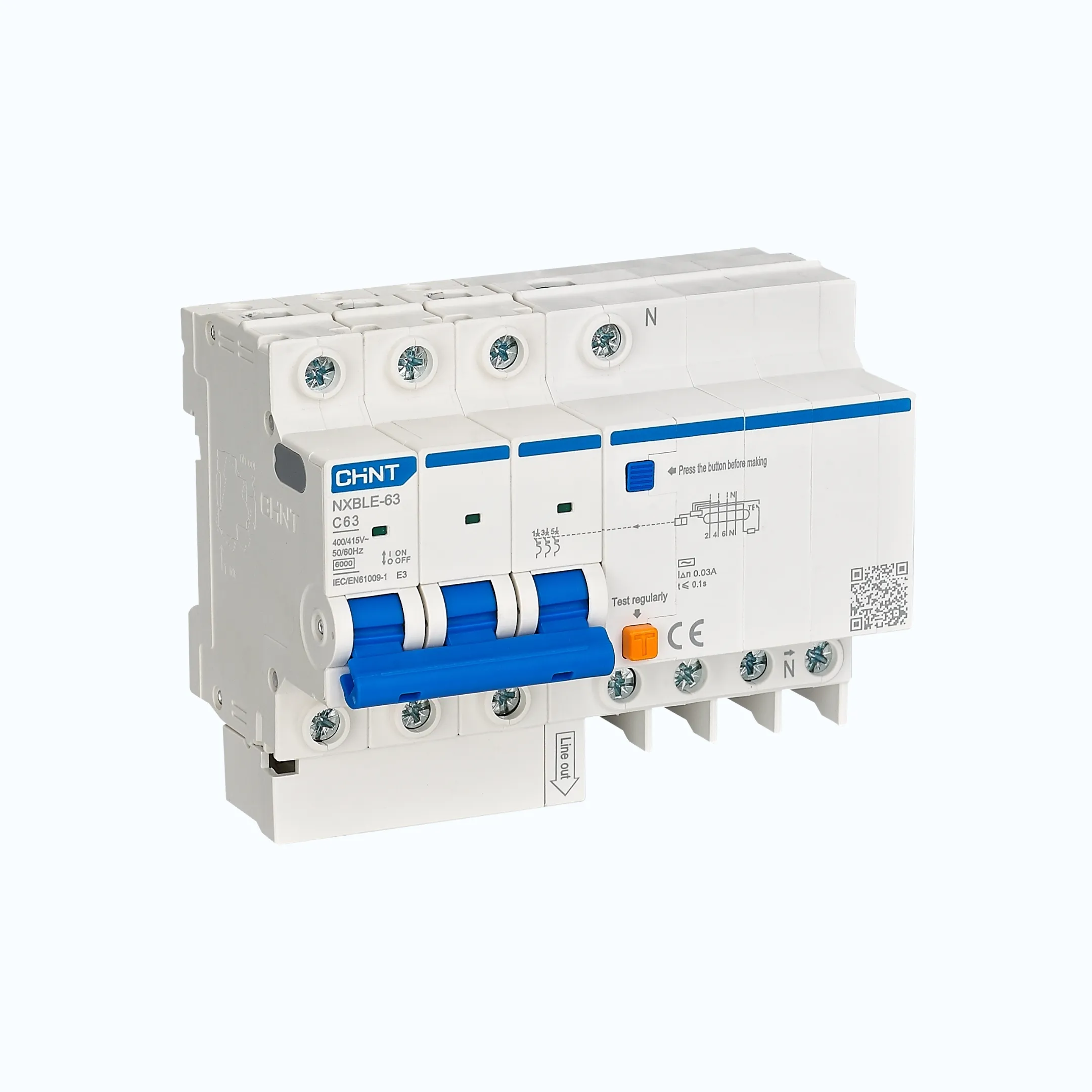 Gambar Chint Electrinic NXBLE-63 3P+N C6 30mA 6kA -982110