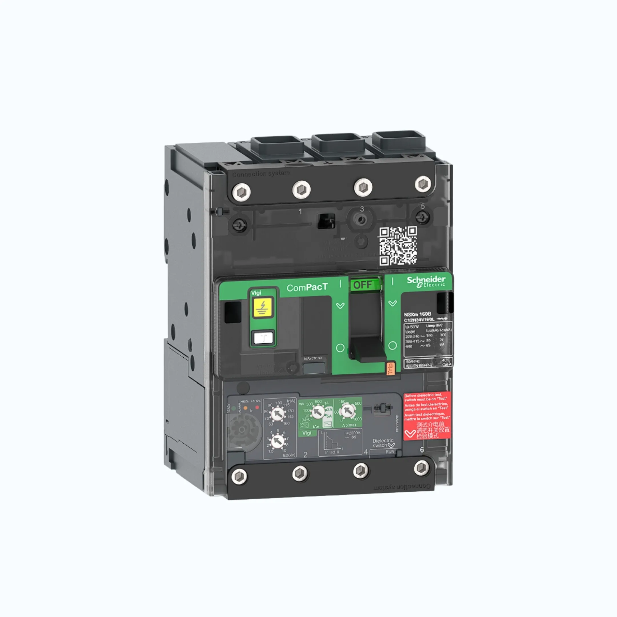 Gambar Schneider Busbar Connectors  3P-ComPacT NSXm dengan F (36 kA) termasuk ELCB Vigi- Vigi TM160D-C12F34V160B