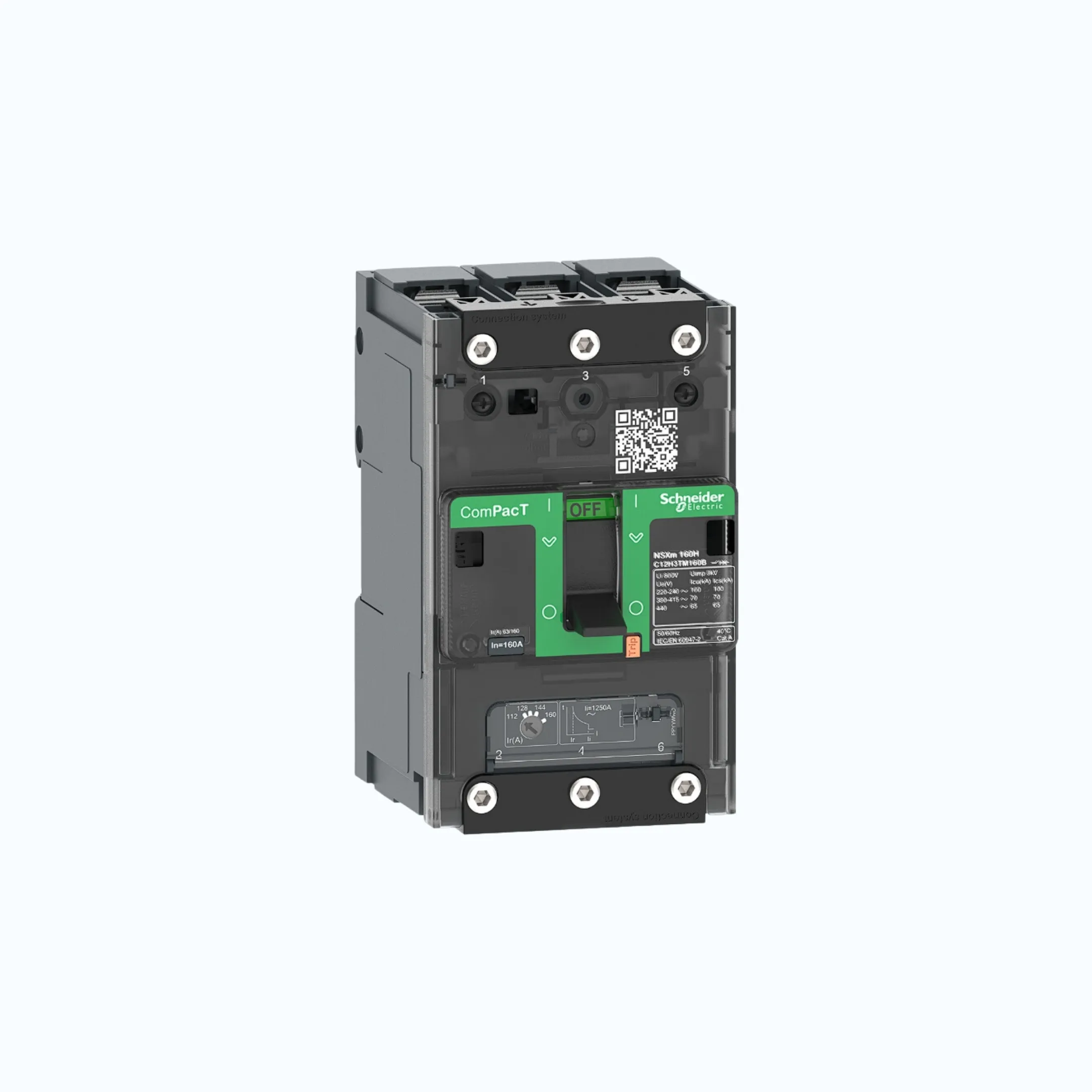 Gambar Schneider Busbar Connectors  3P-ComPacT NSXm dengan H (70 kA)-TM160D-C12H3TM160B