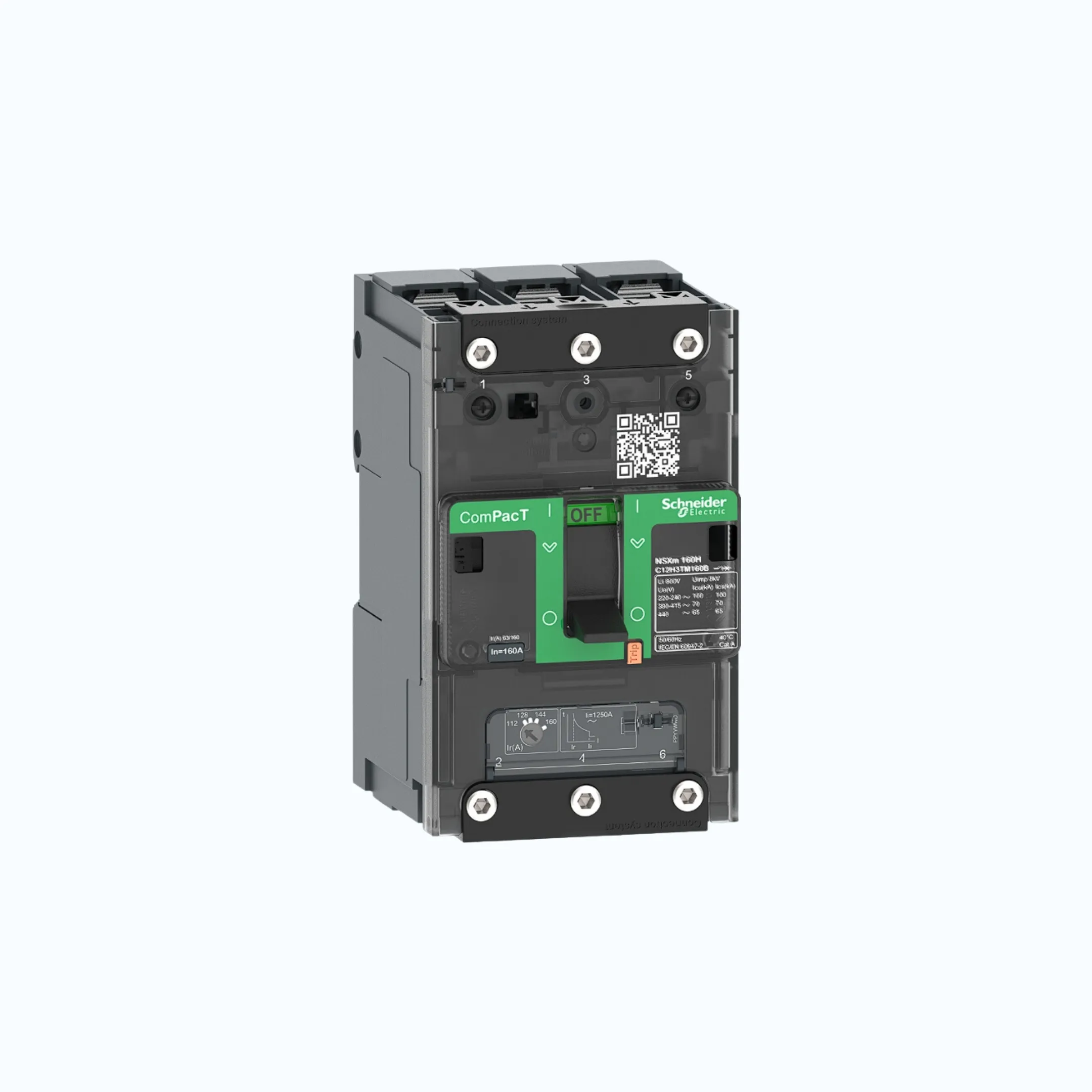 Gambar Schneider Busbar Connectors  3P-ComPacT NSXm dengan N (50 kA)-TM160D-C12N3TM160B