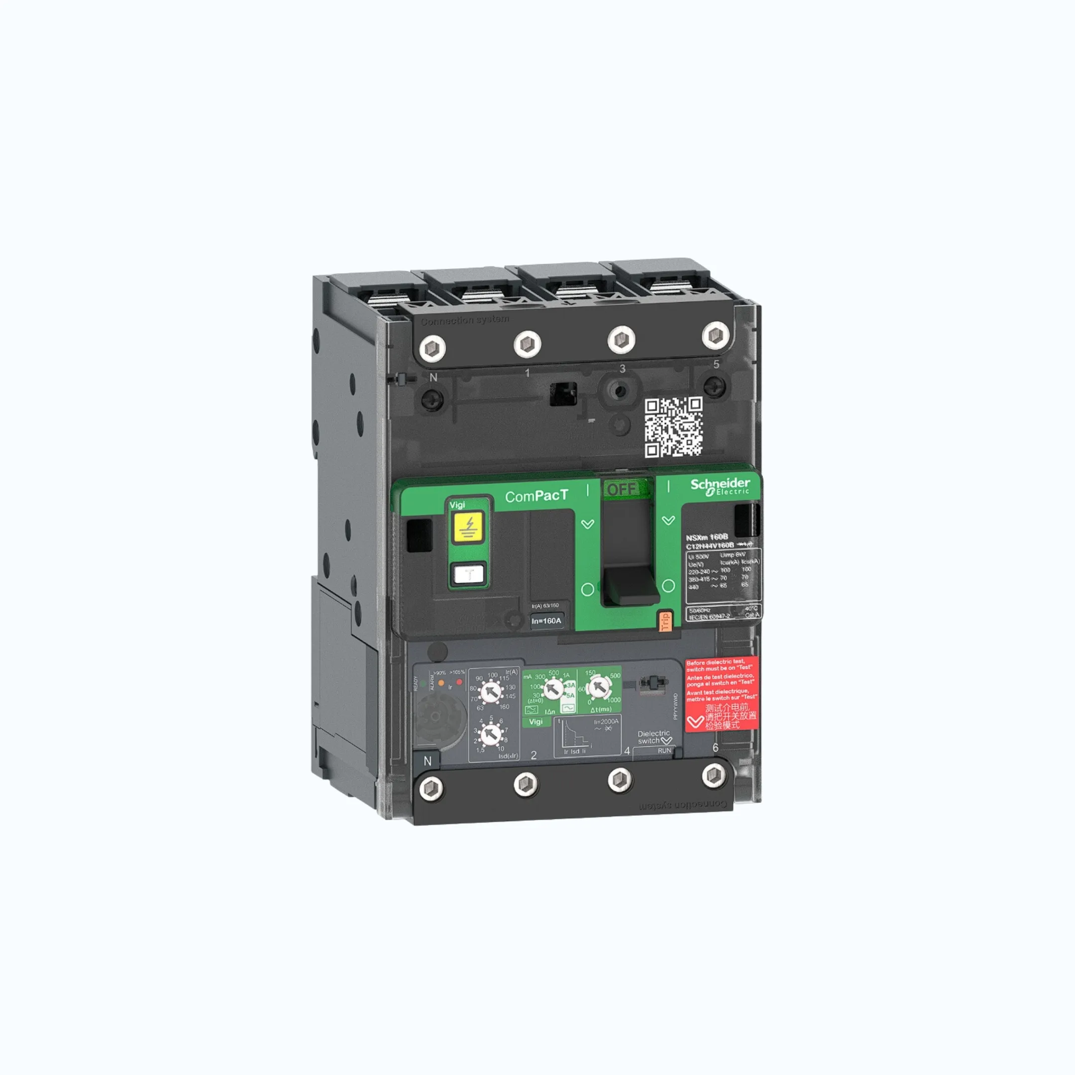 Gambar Schneider Busbar Connectors  4P-ComPacT NSXm dengan B (25 kA) termasuk ELCB Vigi- Vigi TM100D-C11B44V100B