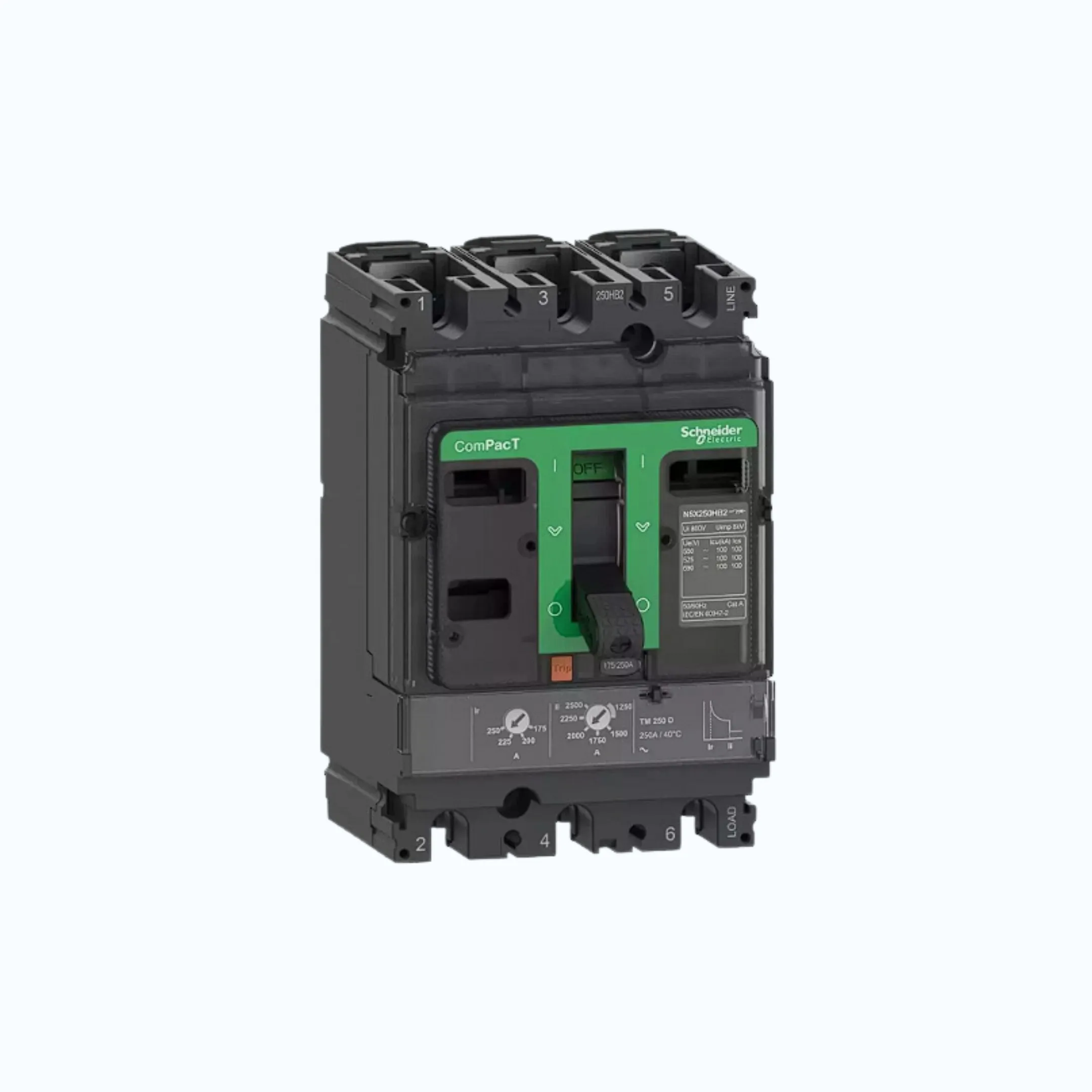 Gambar Schneider ComPacT NSX100 - 250A dengan F (36 kA) 3P- TM16D 11.2-16 190-C10F3TM016