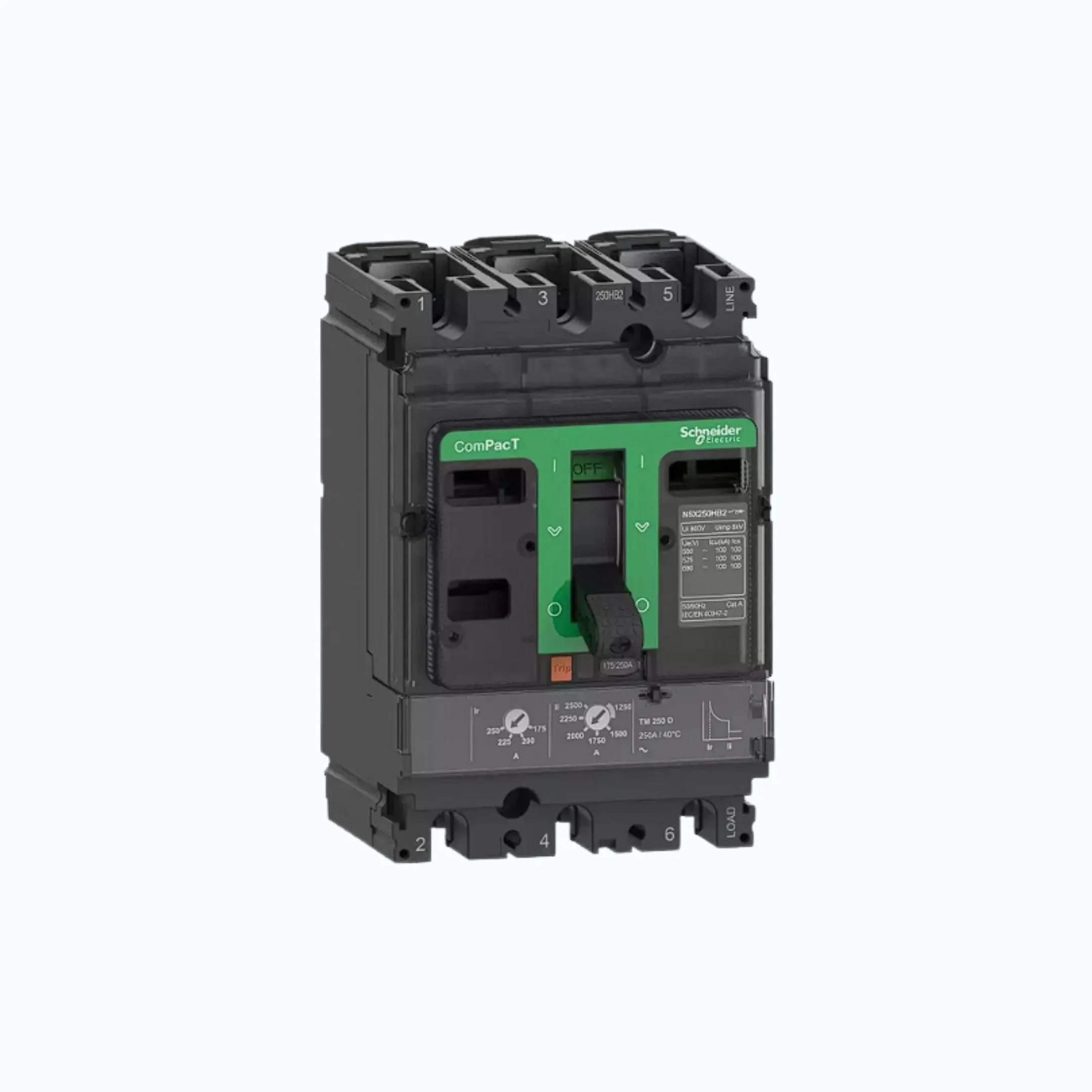 Gambar Schneider ComPacT NSX100 - 250A dengan F (36 kA) 3P-TM125D 87.5-125 1250-C16F3TM125