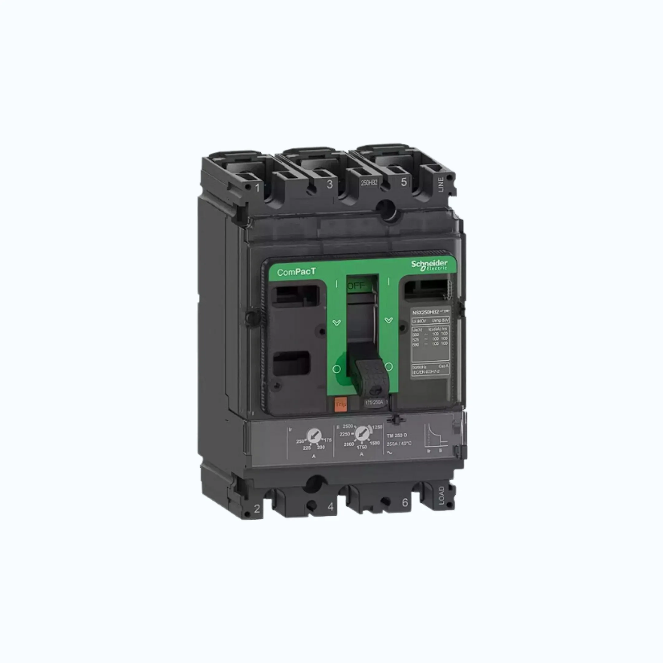 Gambar Schneider ComPacT NSX100 - 250A dengan F (36 kA) 3P-TM80D 56.0-80 640- C10F3TM080