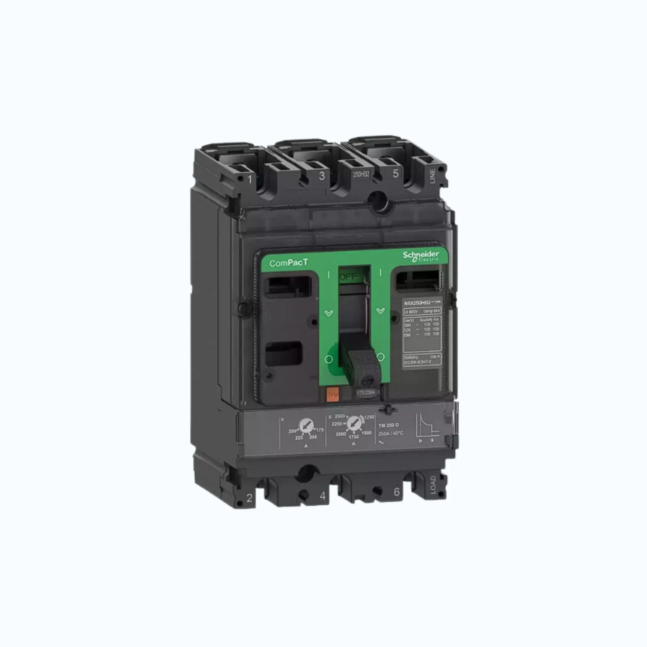 Gambar Schneider ComPacT NSX100 - 250A dengan N (50 kA) 3P-TM160D 112-160 1250- C16N3TM160