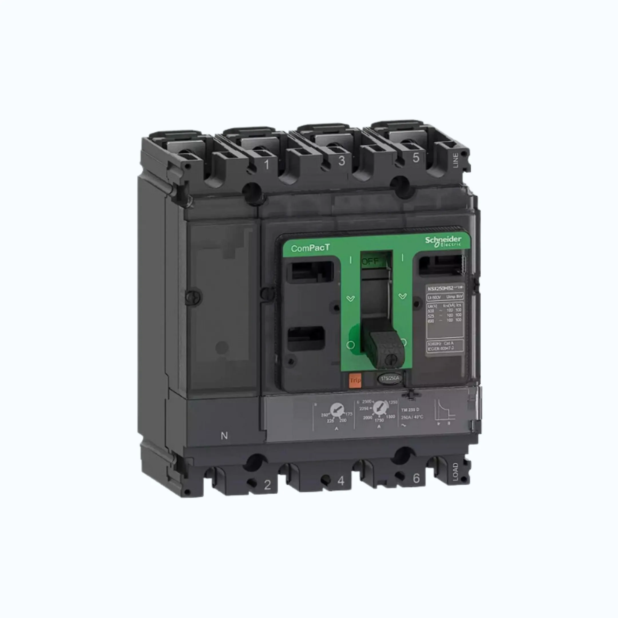 Gambar Schneider ComPacT NSX100 - 250A dengan N (50 kA) 4P-TM125D 87.5-125 1250-C16N6TM125