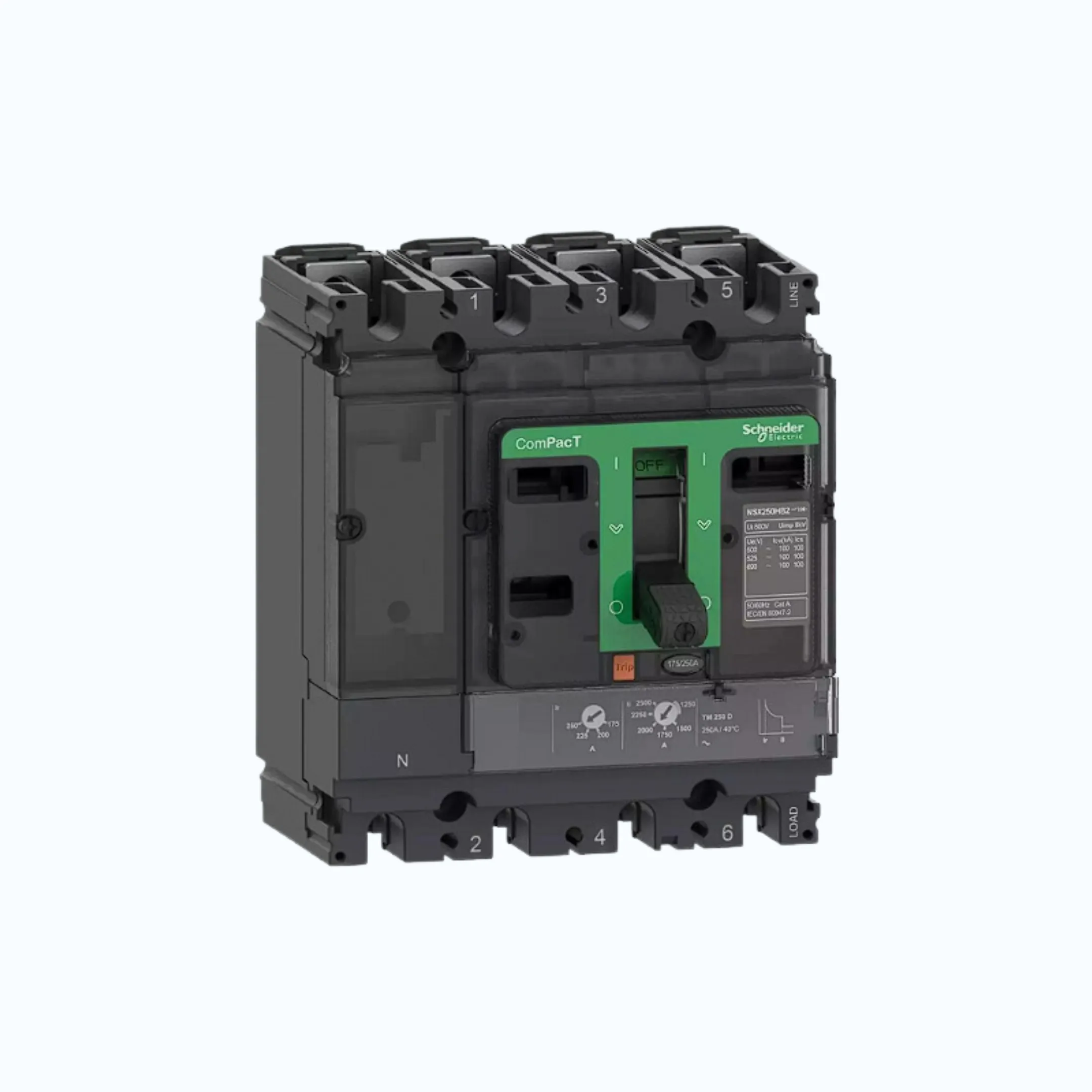 Gambar Schneider ComPacT NSX100 - 250A dengan N (50 kA) 4P-TM80D 56.0-80 640-C10N6TM080