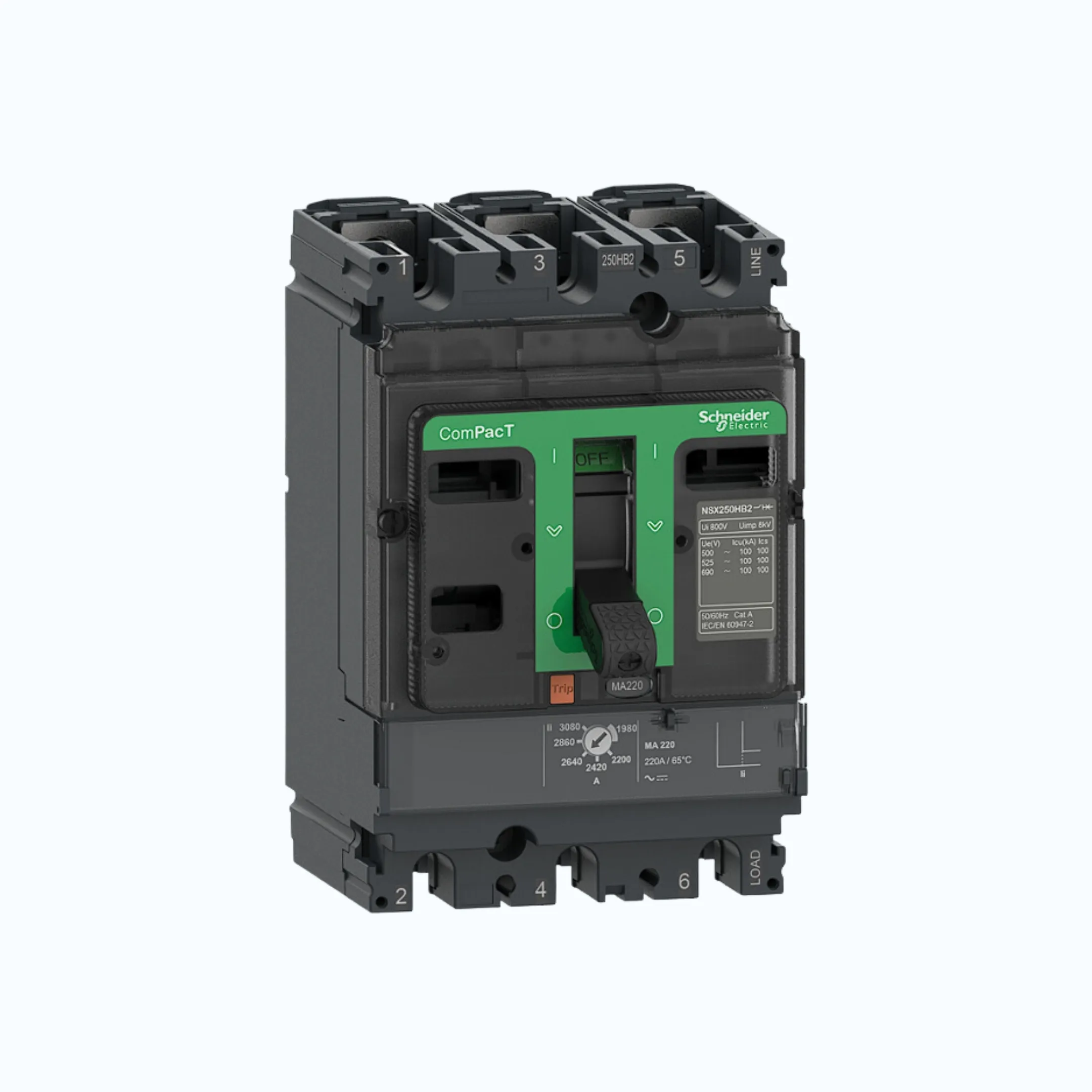 Gambar Schneider ComPacT NSX100 - 630A dengan N (50kA), 3P-MA 12.5A 6-14 x In-C10N3MA013