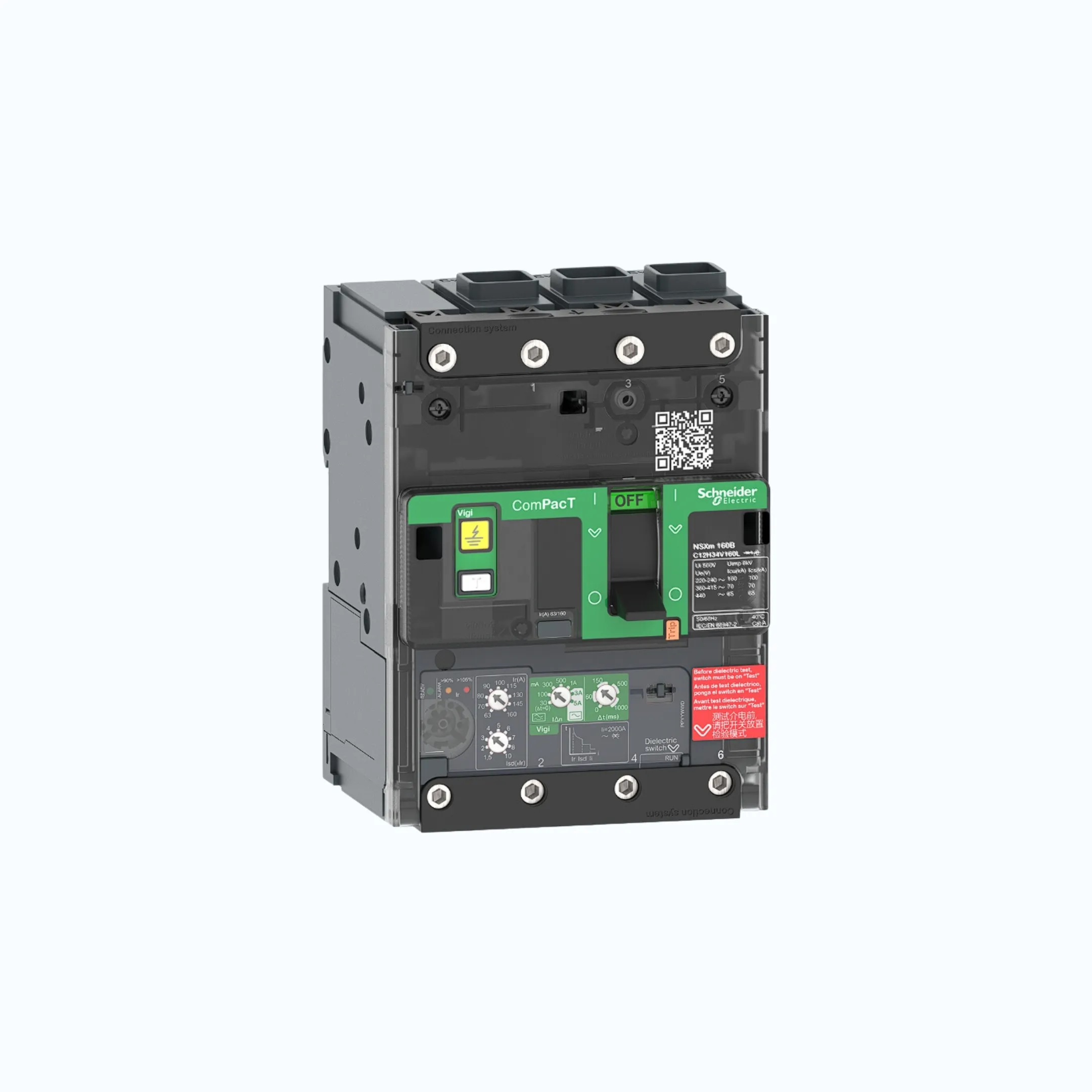 Gambar Schneider EverlinkTM Connectors  3P- ComPacT NSXm dengan E (16 kA) termasuk ELCB Vigi- Vigi TM160D- C12E34V160L