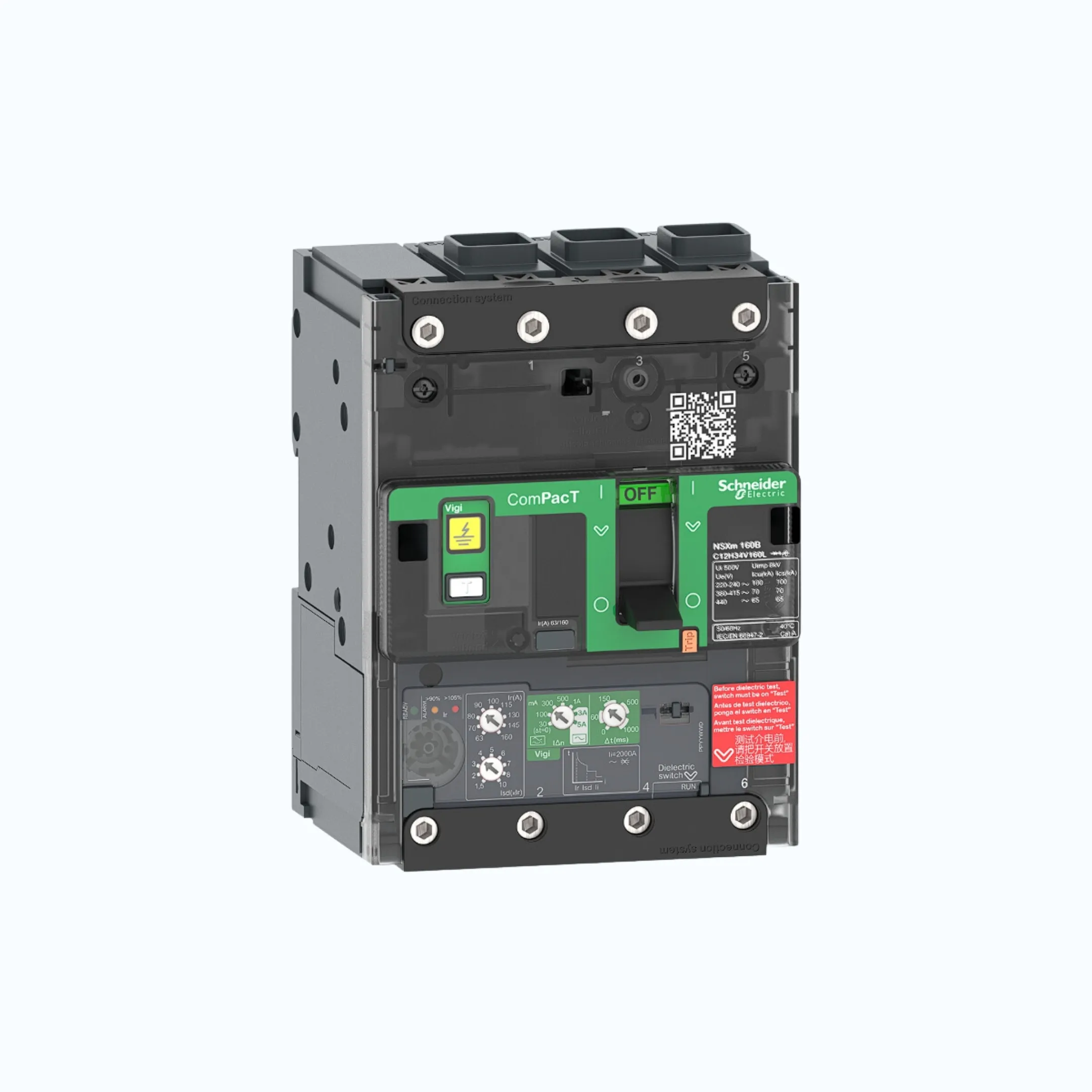Gambar Schneider EverlinkTM Connectors  3P-ComPacT NSXm dengan B (25 kA) termasuk ELCB Vigi- Vigi TM160D- C12B34V160L