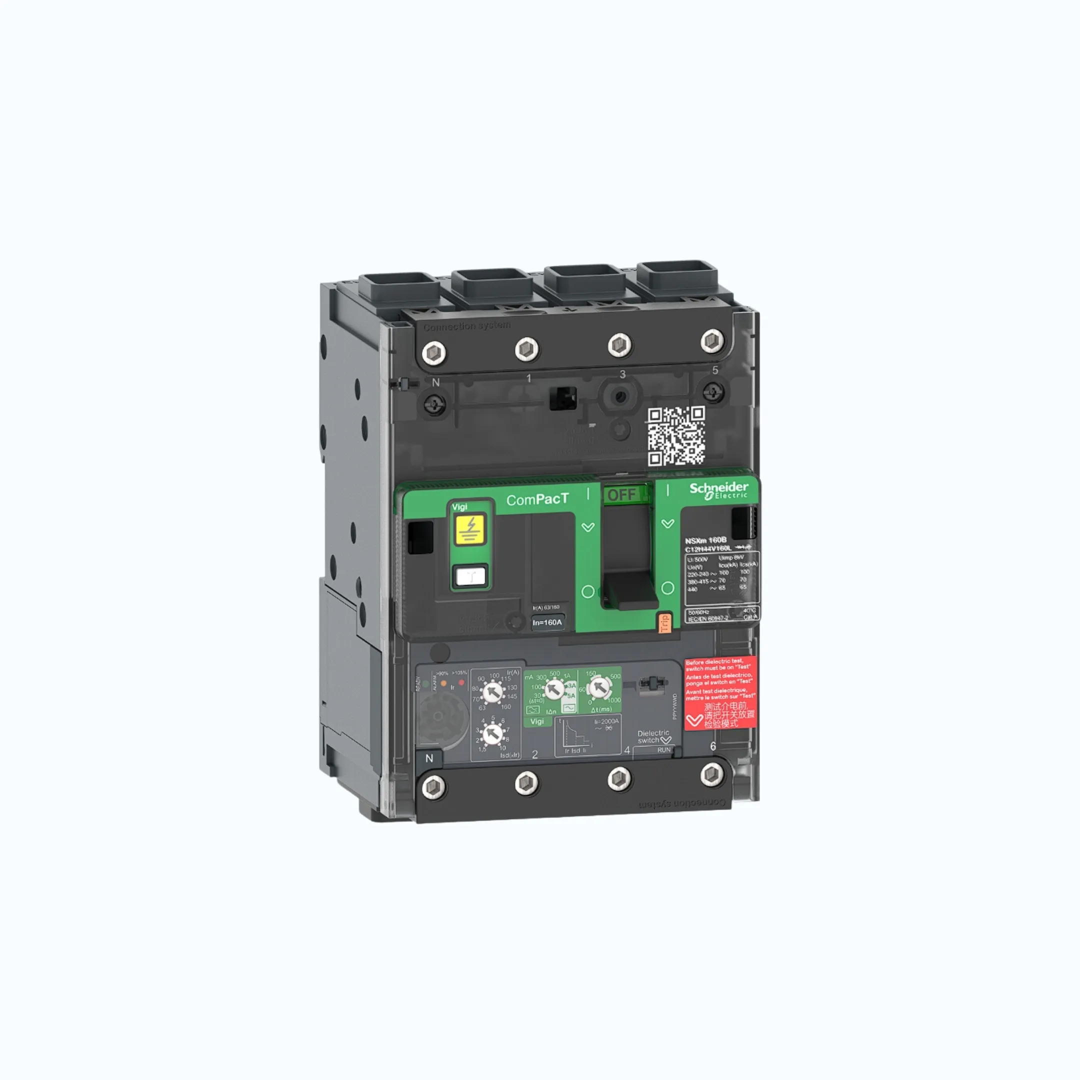 Gambar Schneider EverlinkTM Connectors  4P- ComPacT NSXm dengan E (16 kA) termasuk ELCB Vigi- Vigi TM160D-C12E44V160L