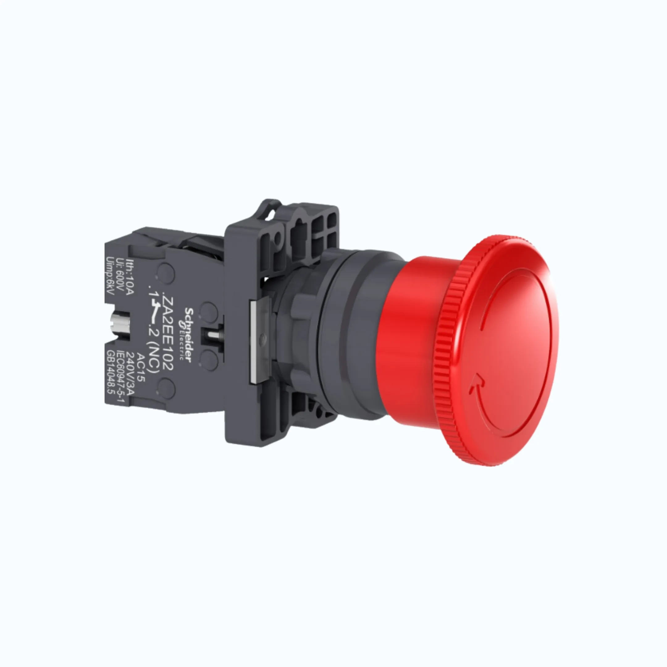 Gambar Schneider Emergency Stop IP54- Turn to Release Ø40 mm 1 N/C Merah-XA2ES542
