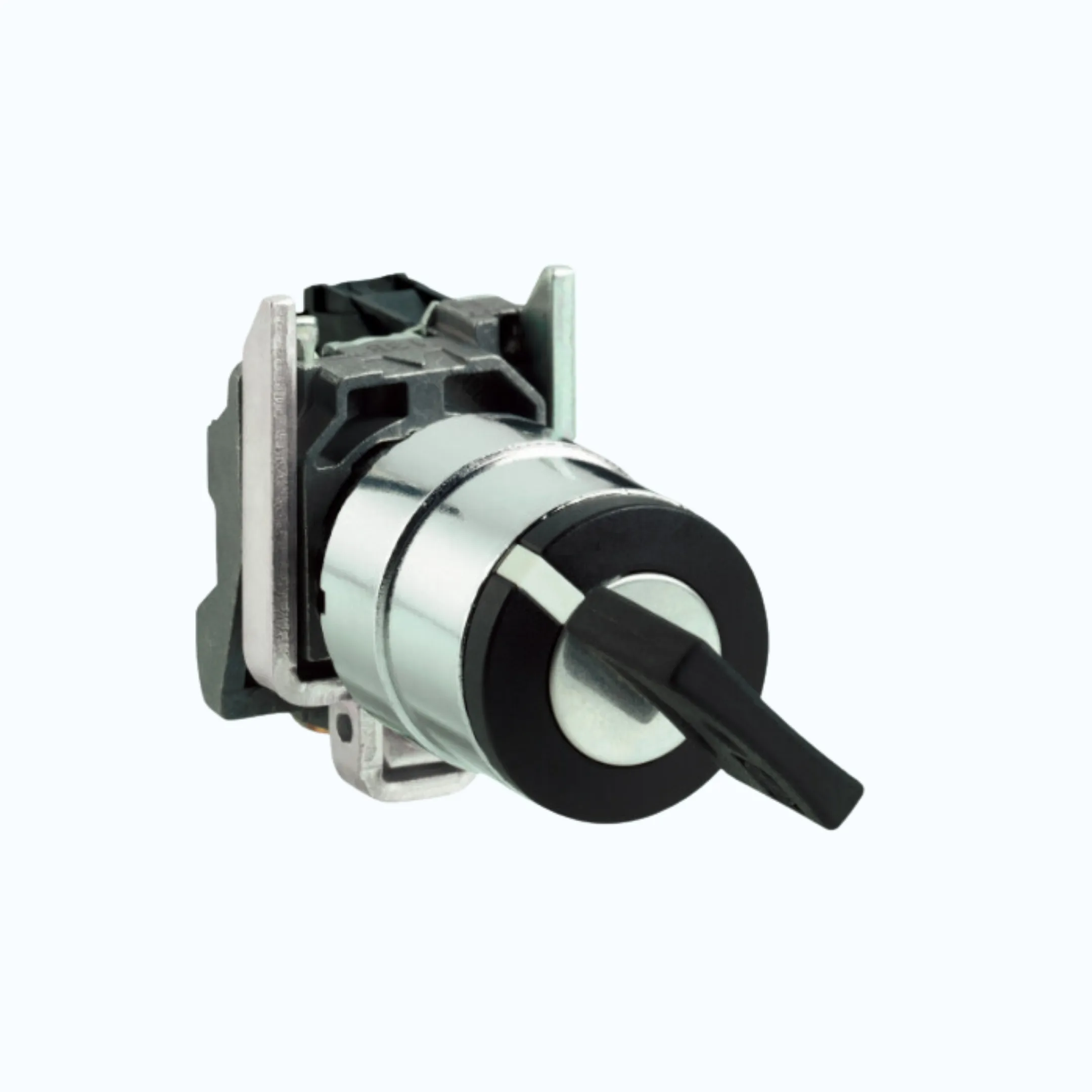 Gambar Schneider Key Switch- 2 pos spring return cabut kunci di kiri 1 N/O Hitam-XB4BG61