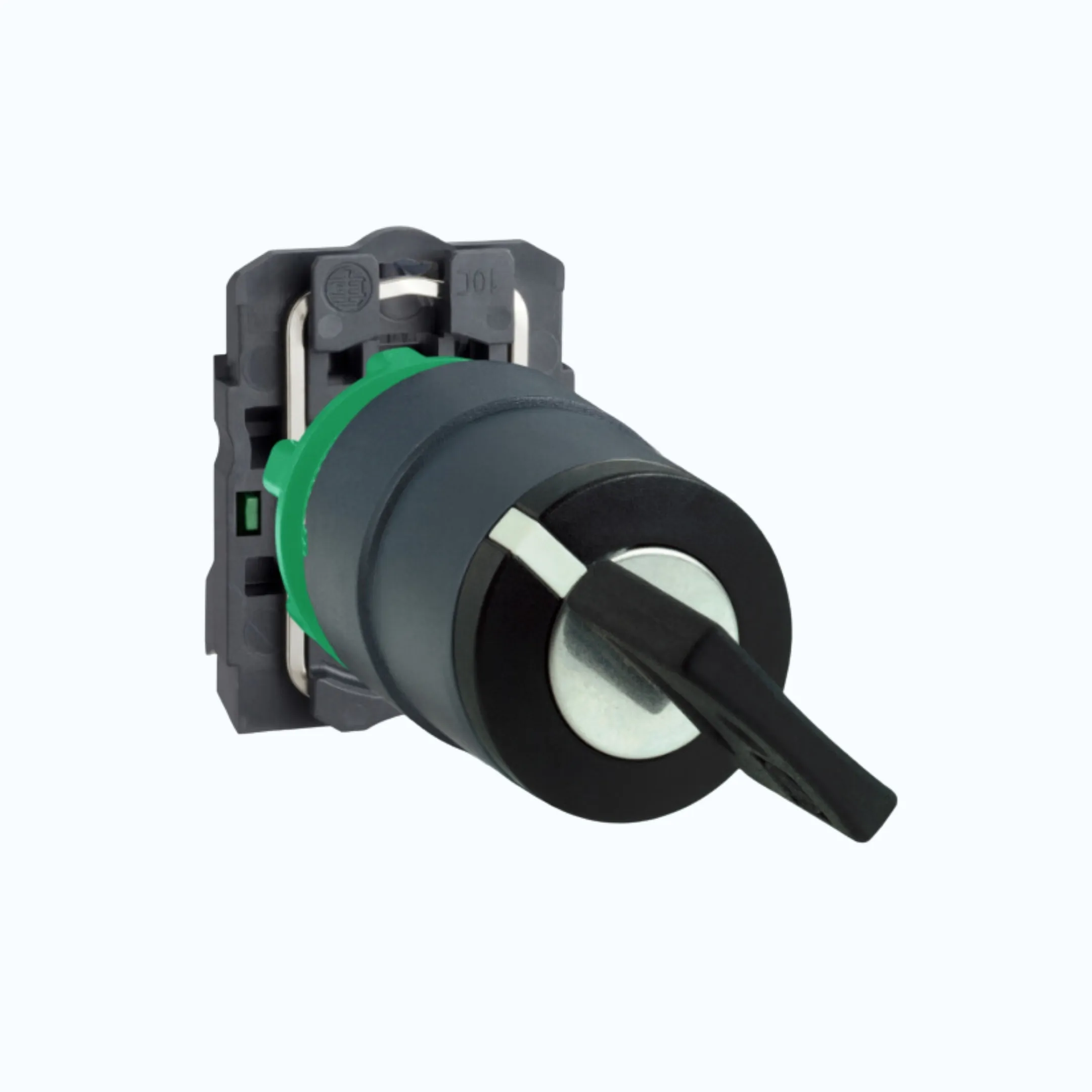 Gambar Schneider Key Switch- 2 pos stay put cabut kunci di kiri 1 N/O Hitam -XB5AG21