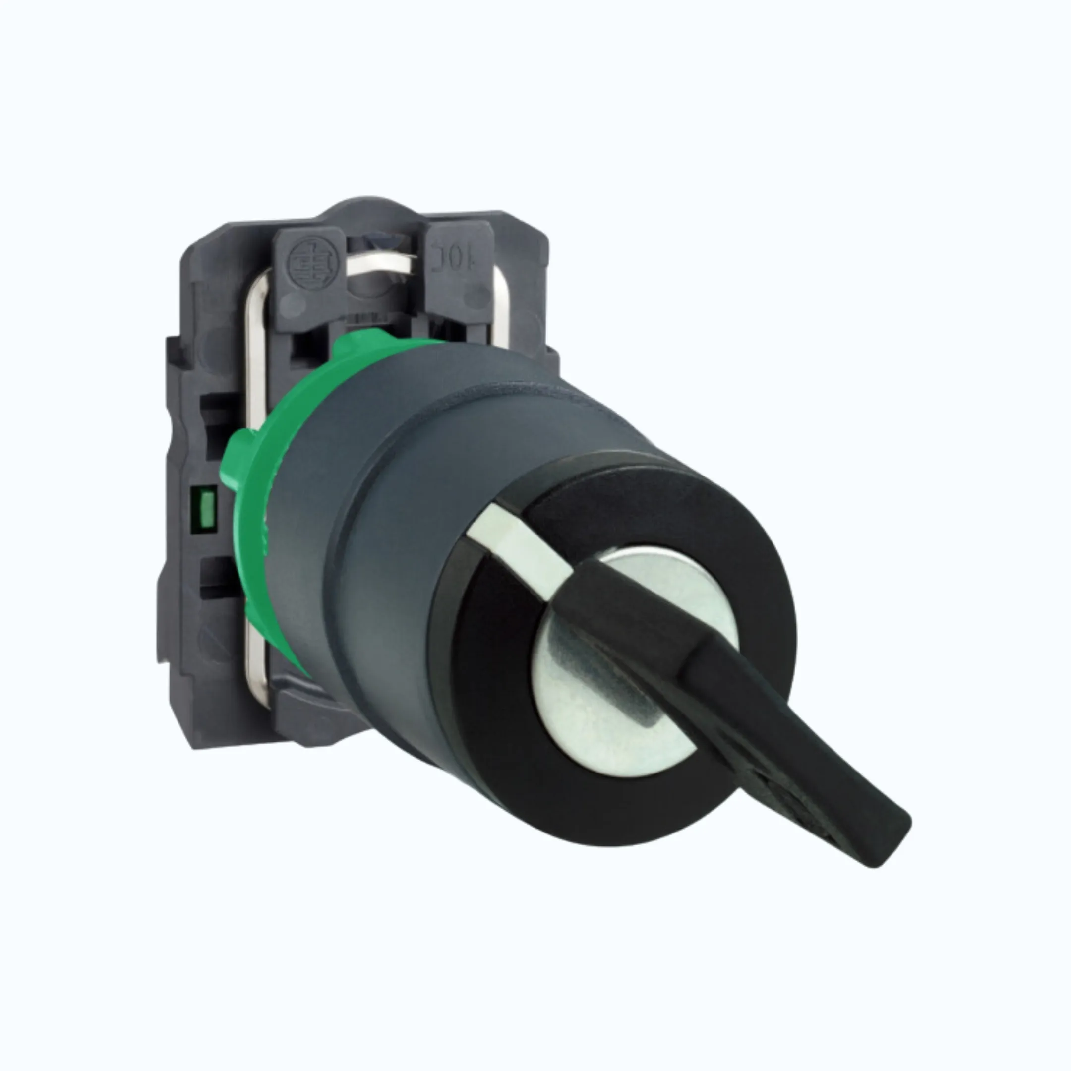 Gambar Schneider Key Switch- 2 pos stay put cabut kunci di kiri & kanan 1 N/O Hitam -XB5AG41