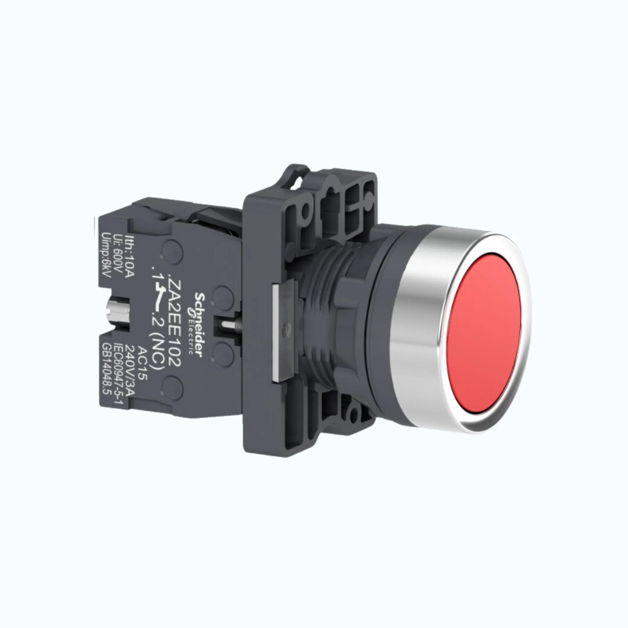Gambar Schneider Push Button, IP54- Flush 1 N/C Merah-XA2EA42