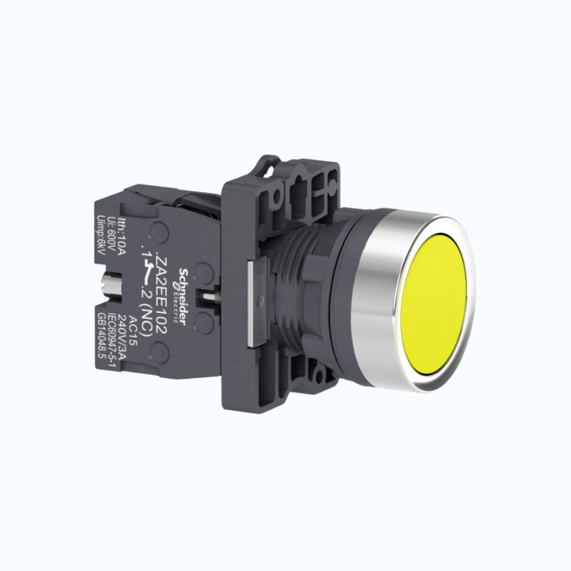 Gambar Schneider Push Button, IP54- Flush 1 N/O Kuning-XA2EA51