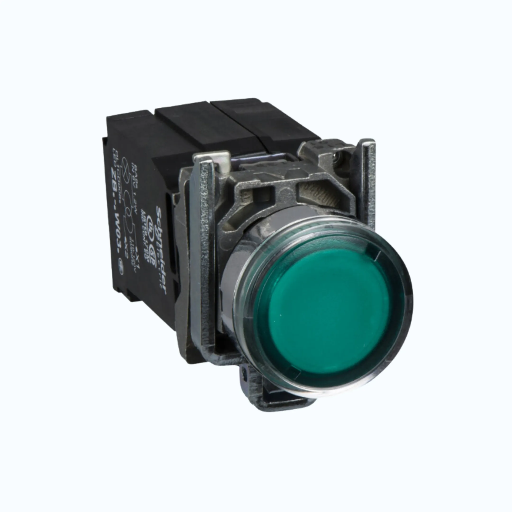Gambar Schneider Push Button Iluminasi-110 … 120 V AC 1 N/O + 1N/C Hijau -XB4BW3335