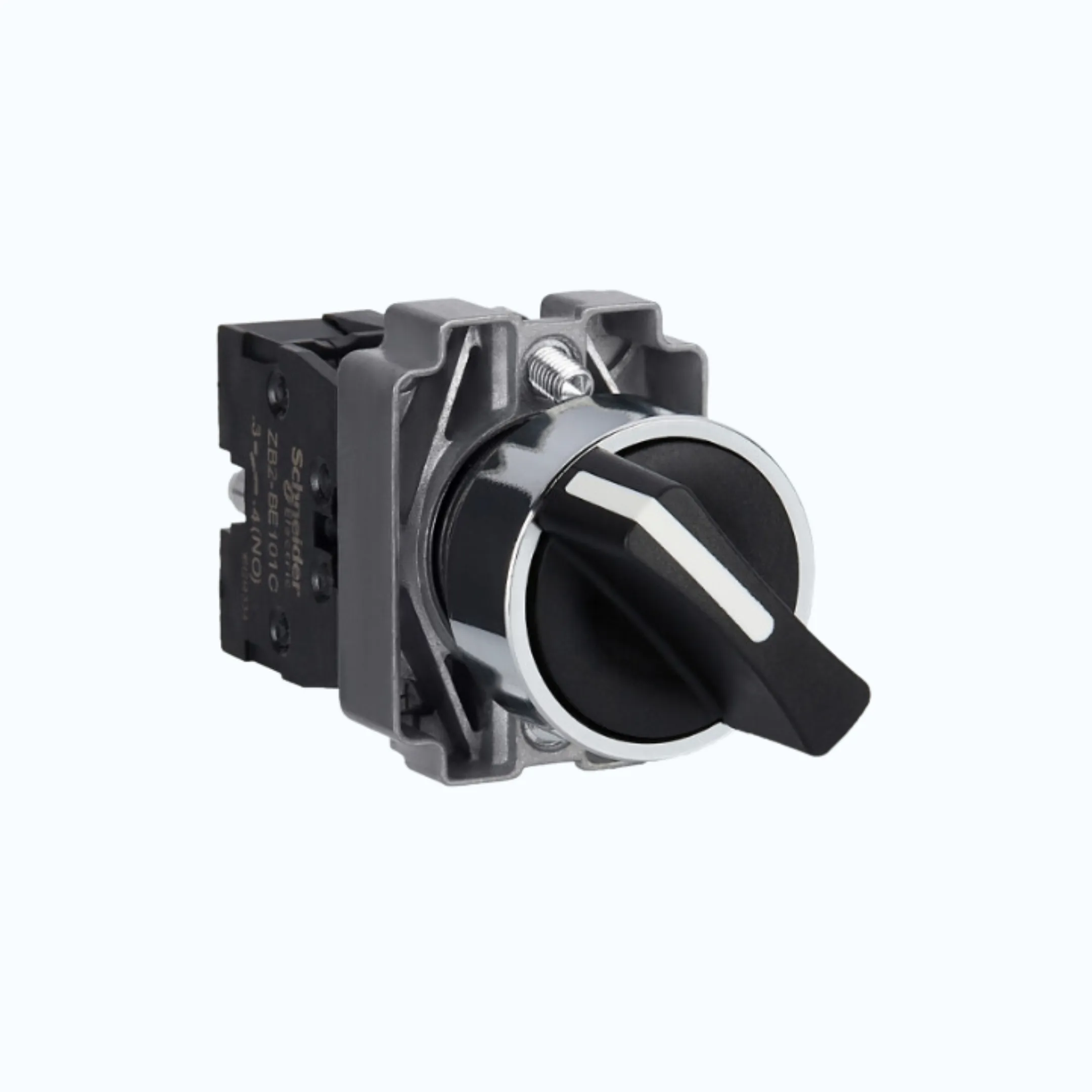 Gambar Schneider Selector Switch- Handle standar, warna Hitam-1 NO 2-spring return-XB2BD41C