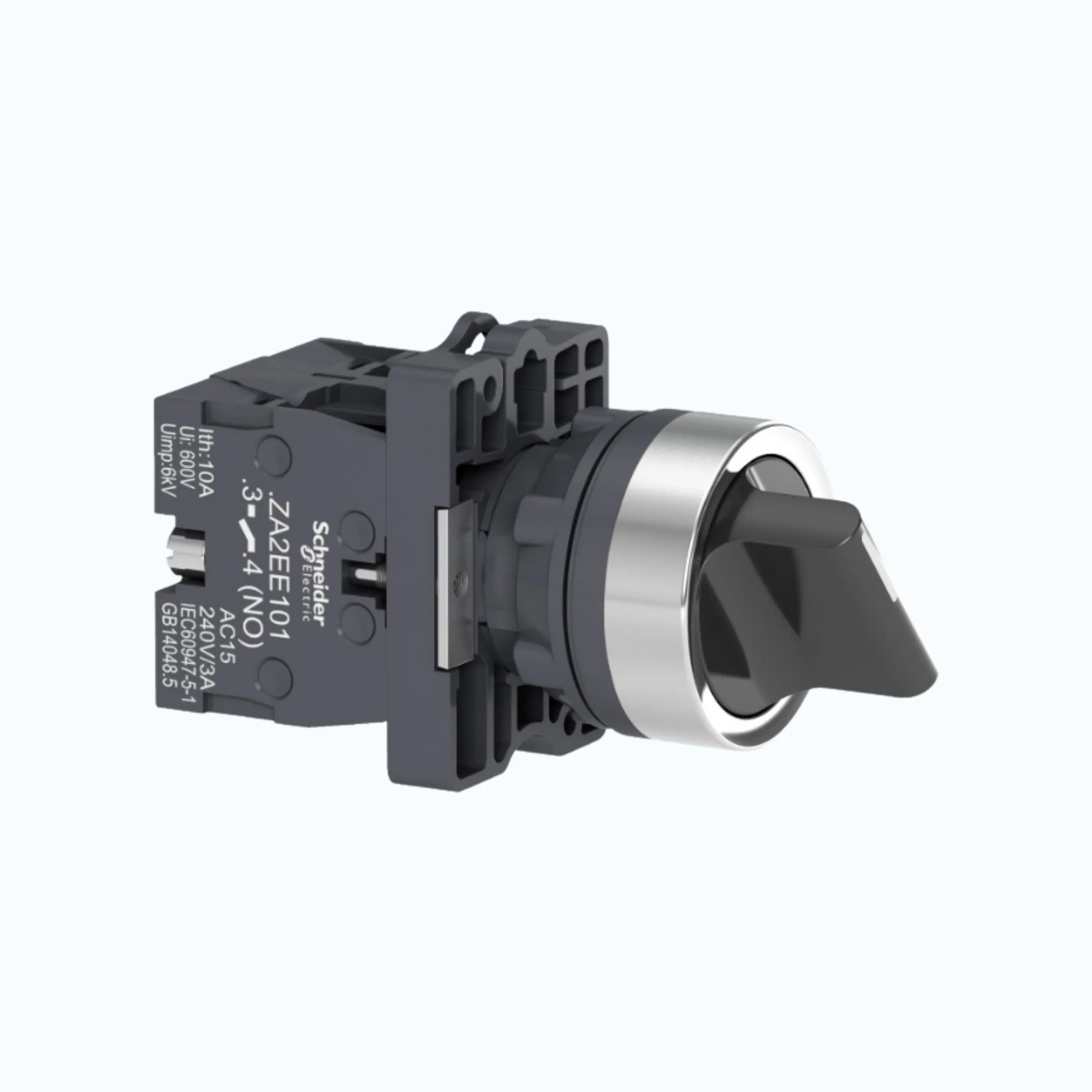 Gambar Schneider Selector Switch IP54 - 3 posisi stay put 1 N/O Hitam-XA2ED33